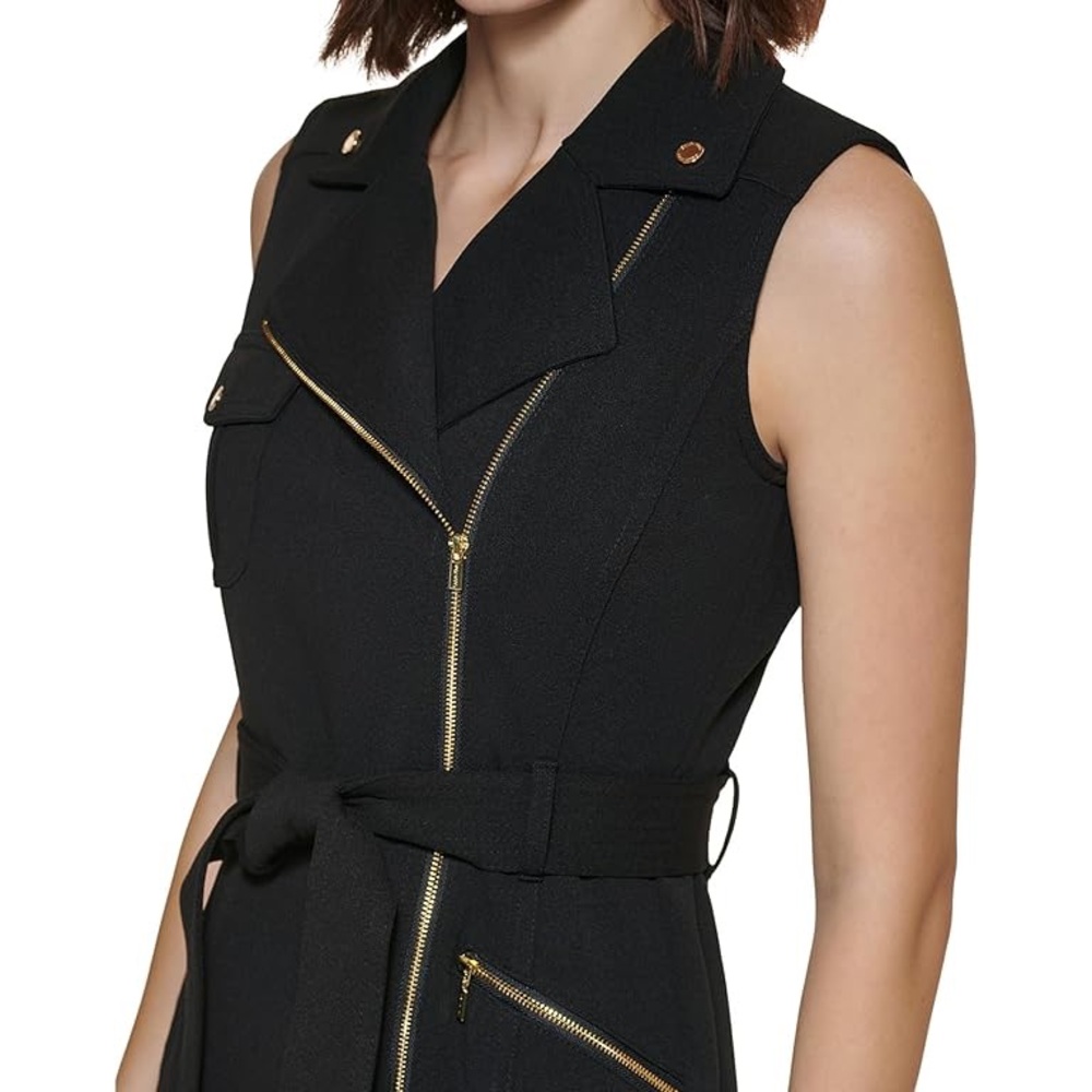 Calvin Klein Black Midi Dress with Gold Accents - Picture 5 of 7